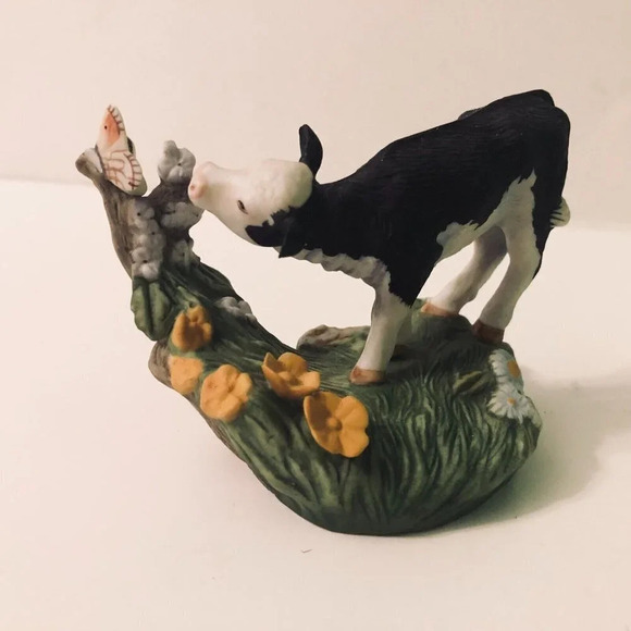Vtg Cow Holstein Cow Calf Figure by  Peter Barrett Franklin Mint Porcelain - Picture 10 of 11